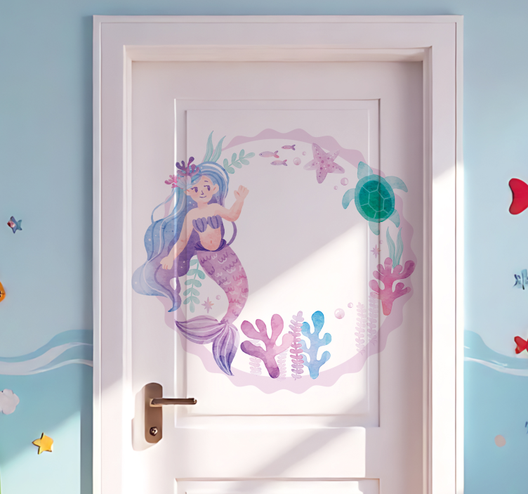 Sticker porte sirène pour chambre d'enfant - TenStickers