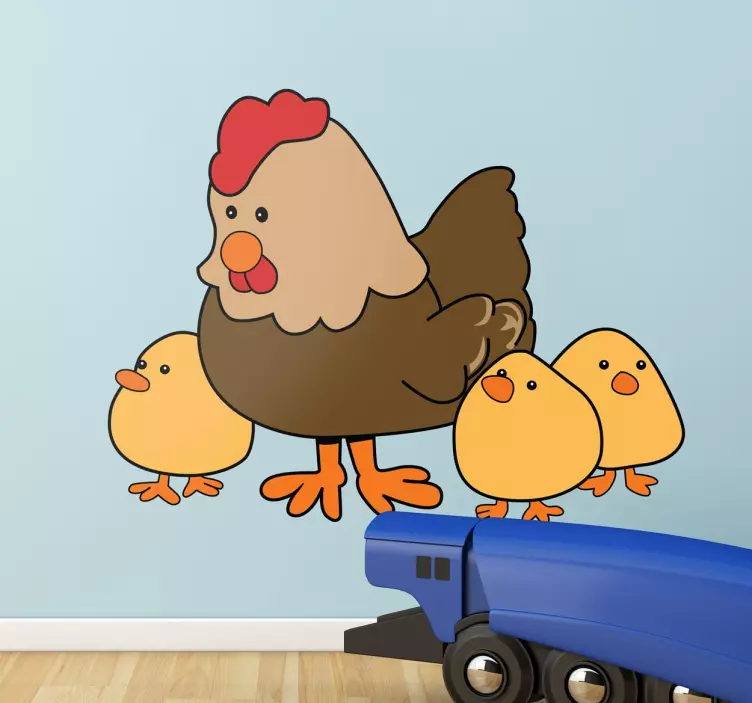 Sticker poule trois poussins - TenStickers