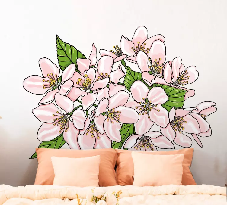 Sticker Chambre Arbre en fleurs et des feuilles - TenStickers