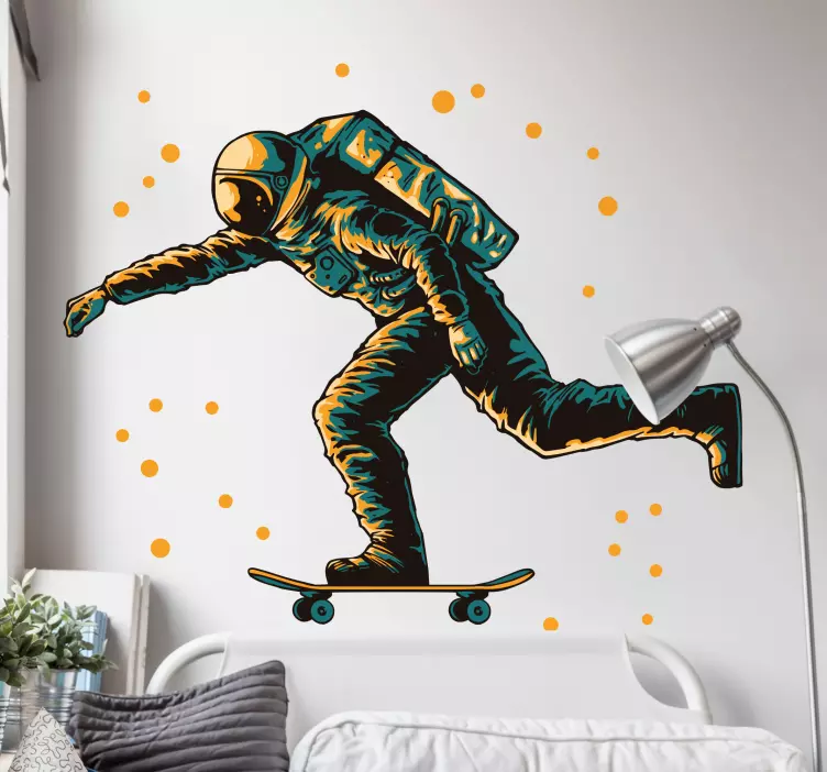 Sticker espace astronaute skateur - TenStickers