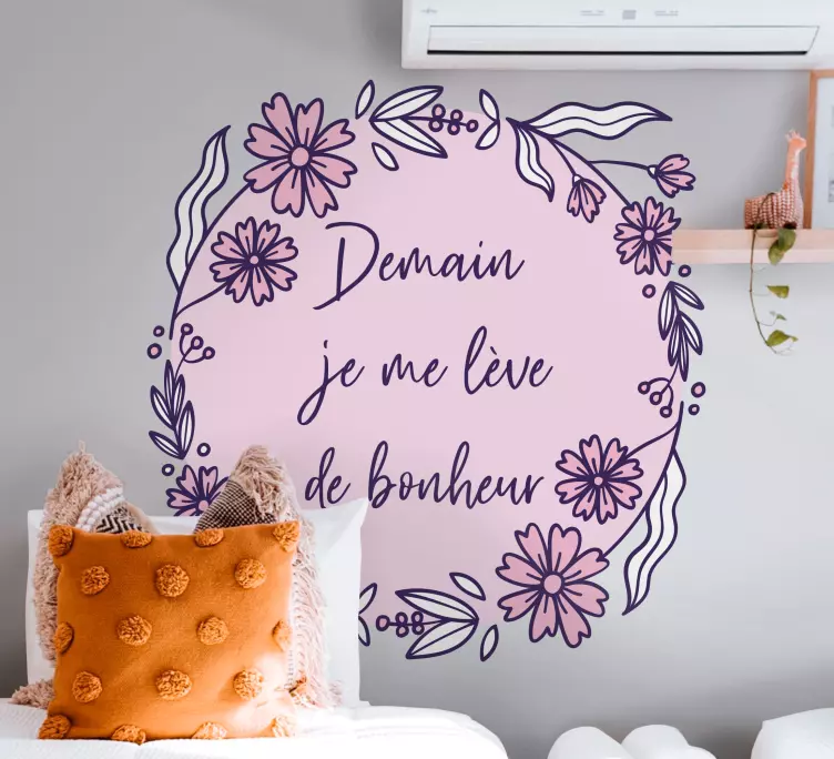 Sticker Chambre Conception de fond rose et blanc - TenStickers