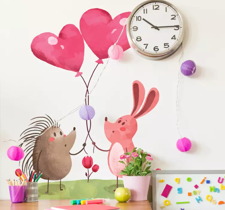Sticker pour enfant hérisson et lapin - TenStickers
