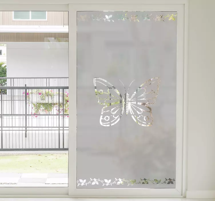 Sticker fenêtre papillons et feuilles de vigne - TenStickers