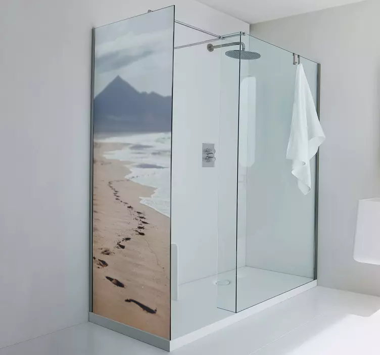 Sticker Paroi de Douche Empreinte sur la plage - TenStickers