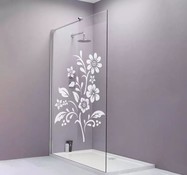 Sticker Paroi de Douche Salle de Bain Bouquet de Fleurs - TenStickers