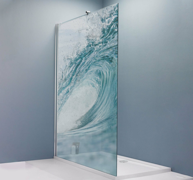 Sticker paroi de douche salle de bain vague - TenStickers