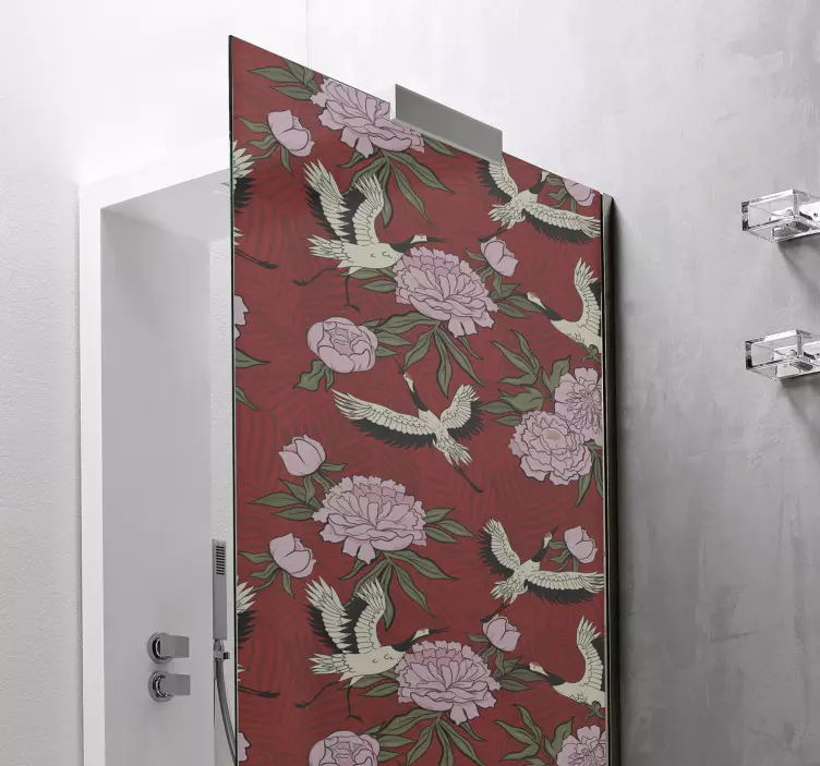 Sticker Paroi de Douche Oiseaux style tropical - TenStickers