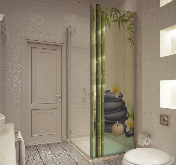Sticker pour paroi de douche pierres noires zen - TenStickers