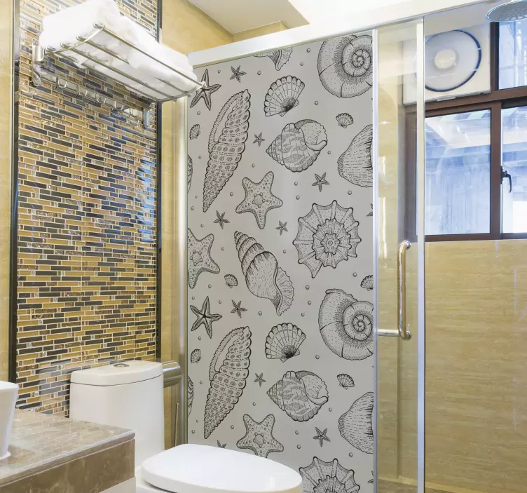 Sticker Paroi de Douche Salle de Bain Coquillages - TenStickers