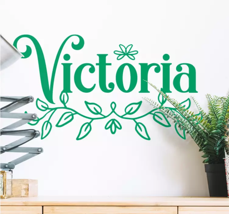 Sticker prénom personnalisé avec feuilles - TenStickers