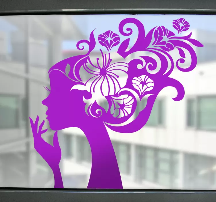 Sticker profil femme fleurs - TenStickers