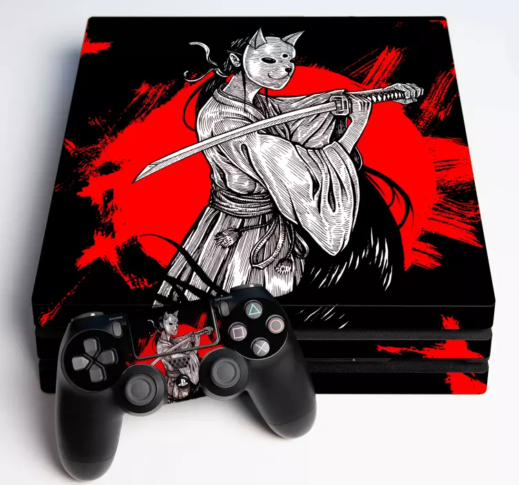 Sticker ps4 personnage chat samouraï - TenStickers