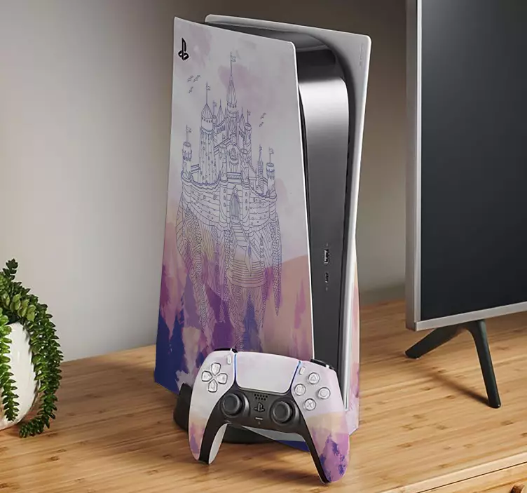 Sticker ps5 thème fantaisie château - TenStickers