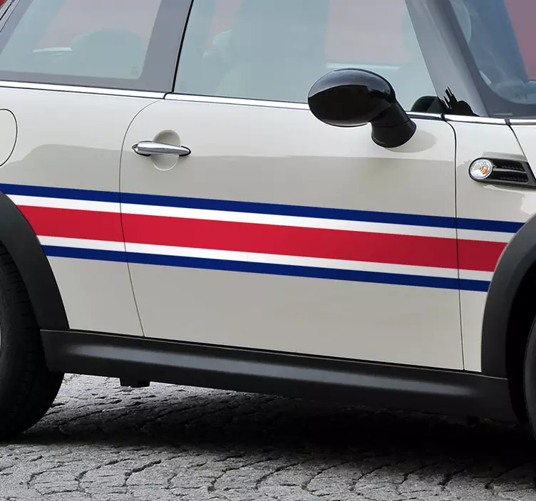 Sticker voiture rayures bleu blanc rouge - TenStickers