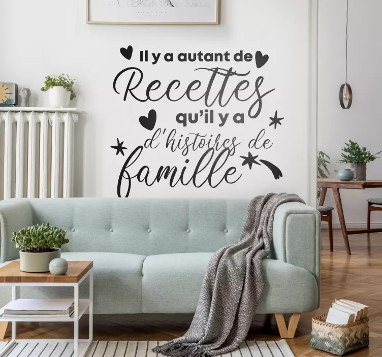 Sticker recette citation sur les histoires de famille - TenStickers