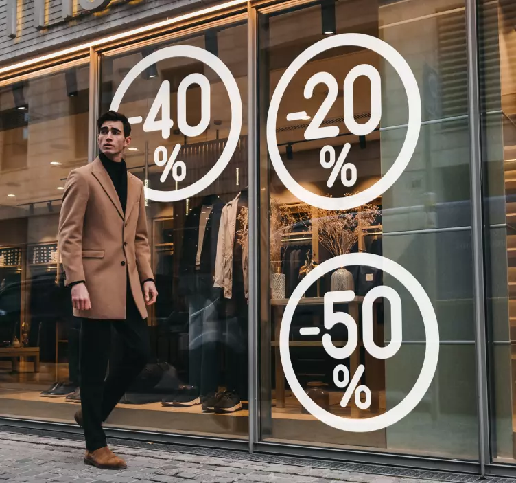 Sticker vitrine soldes réductions cercle - TenStickers