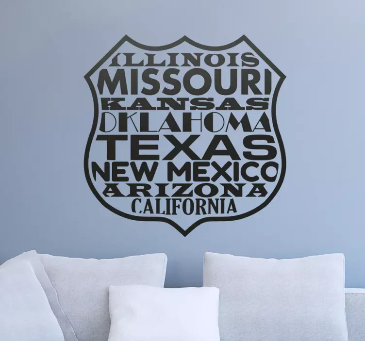 Sticker route 66 Etats - TenStickers