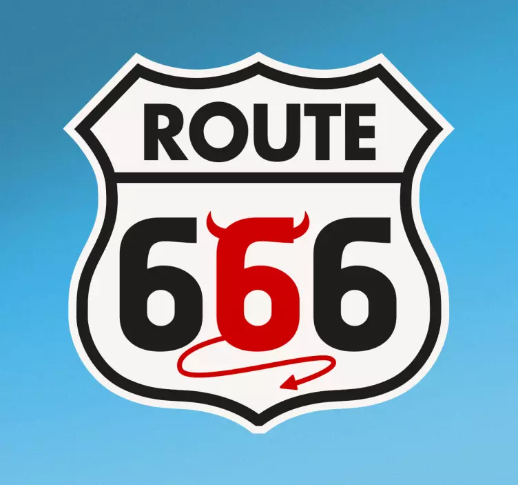 Sticker mural texte route 666 - TenStickers