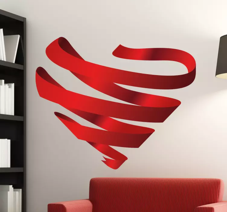 Sticker ruban contre SIDA coeur - TenStickers