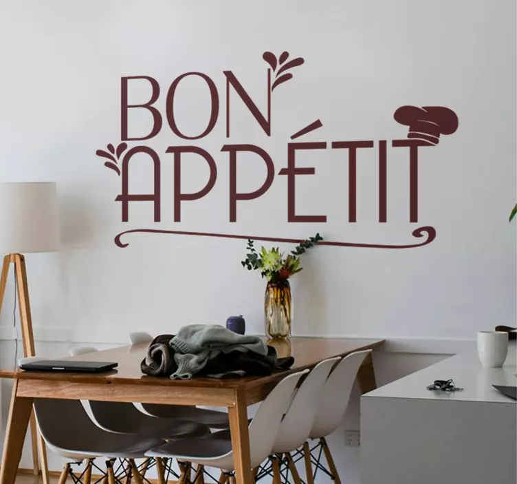 Sticker salle à manger texte "Bon Appétit" - TenStickers