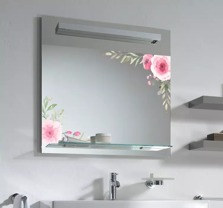 Sticker salle de bain fleurs miroir - TenStickers