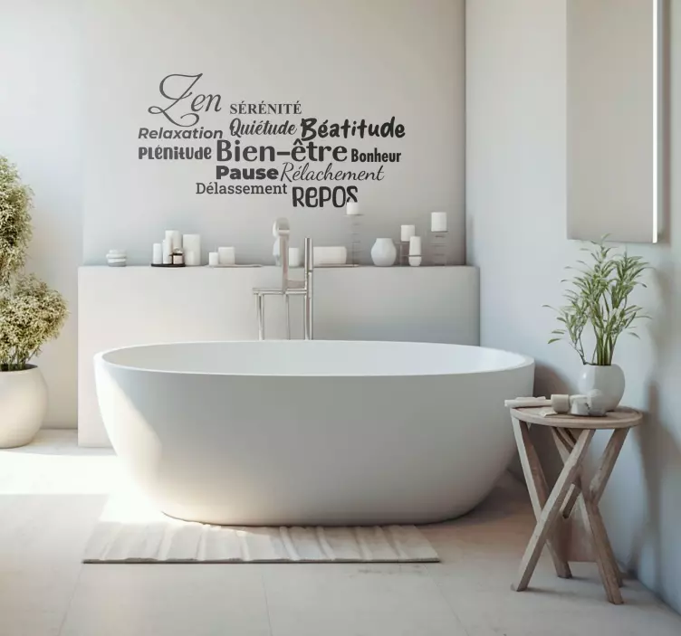 Sticker salle de bain mots de bonheur de bain - TenStickers