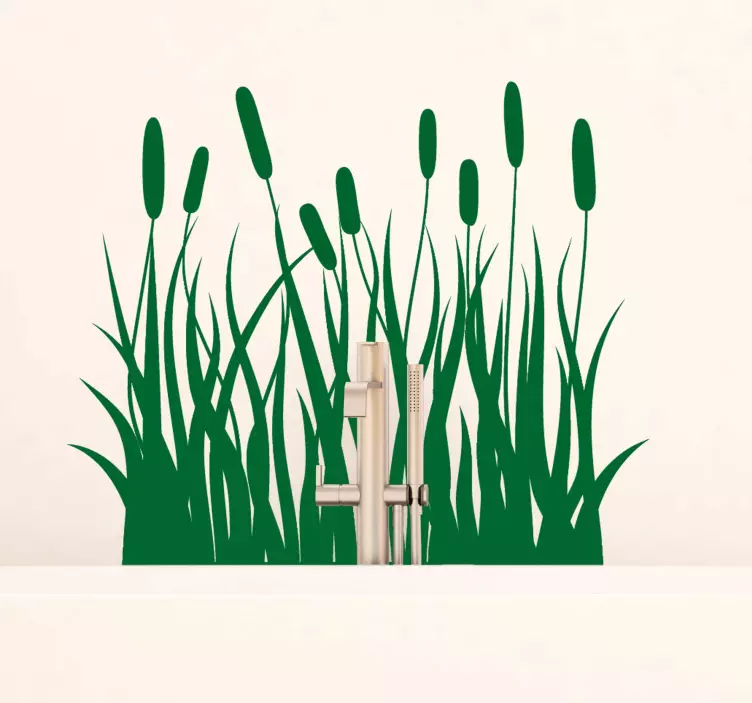 Sticker salle de bain roseaux monochrome - TenStickers