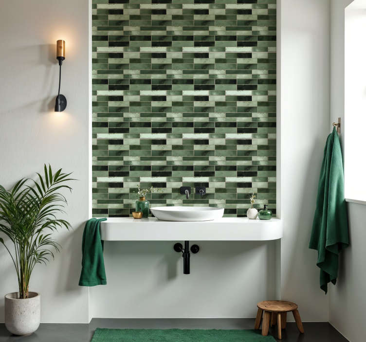 Sticker salle de bain vert long - TenStickers