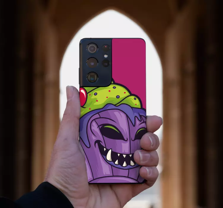 Sticker samsung personnage de cupcake souriant - TenStickers