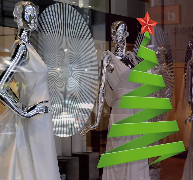 Sticker Noël vitrine sapin classique - TenStickers