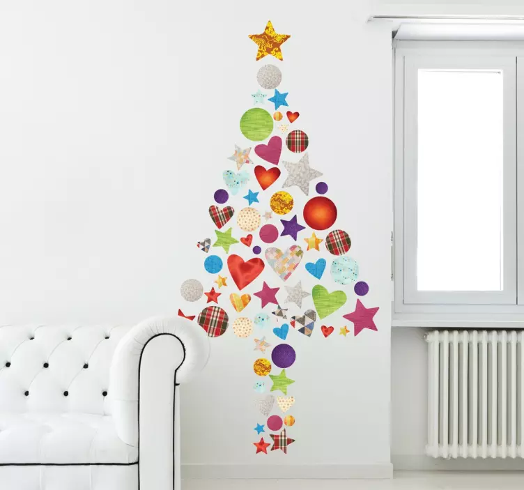 Sticker sapin Noel patchwork - TenStickers