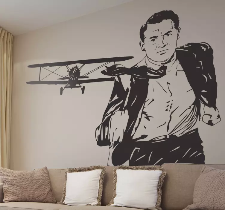 Sticker scène avion Hitchcock - TenStickers