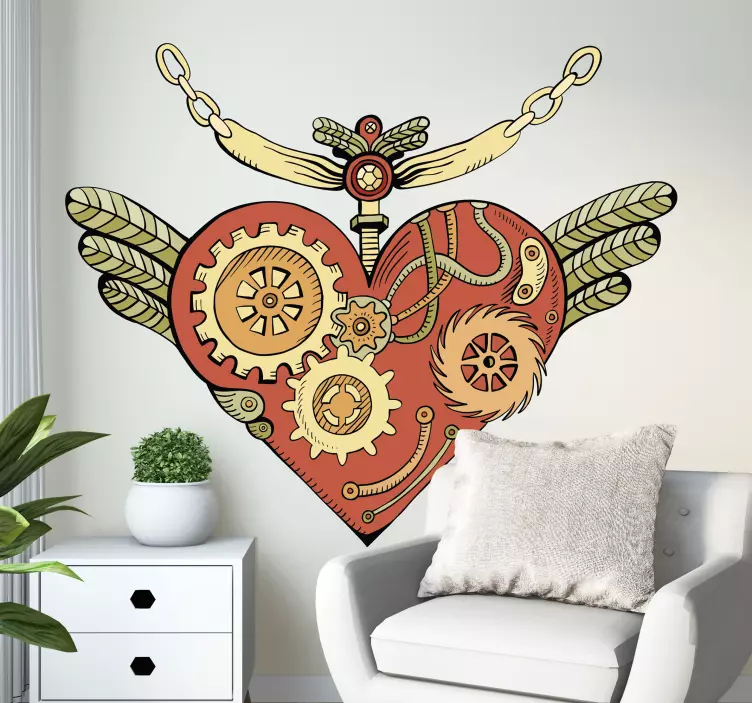 Sticker science conception de cœur mécanique - TenStickers