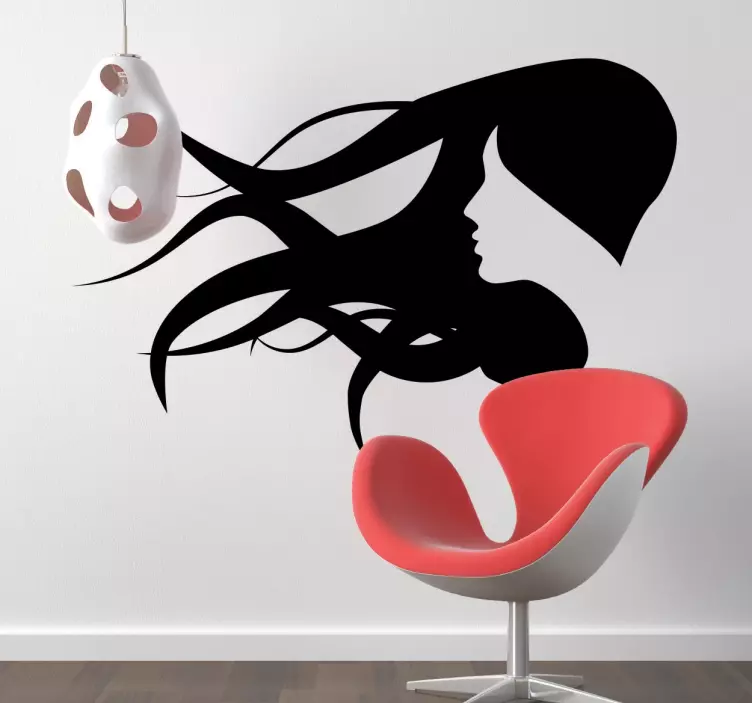 Sticker silhouette cheveux vent - TenStickers