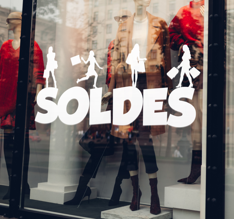 Sticker soldes vitrine avec silhouettes - TenStickers