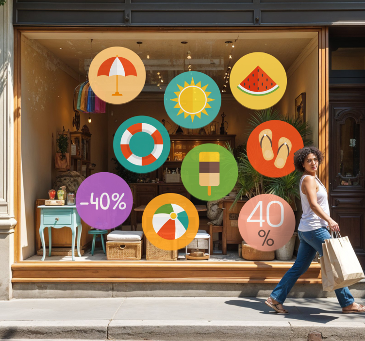 Sticker soldes réductions estivales colorées - TenStickers