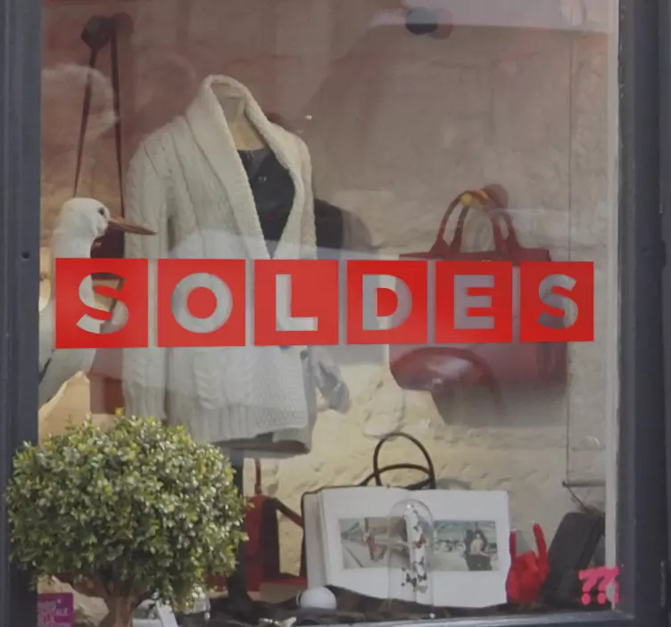 Sticker soldes vitrine avec carrés - TenStickers