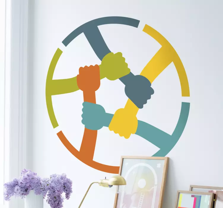 Sticker solidarité mains colorées - TenStickers