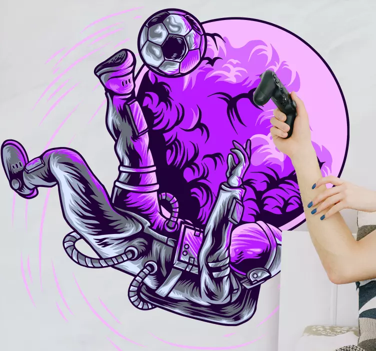 Sticker foot astronaute tirant au but - TenStickers