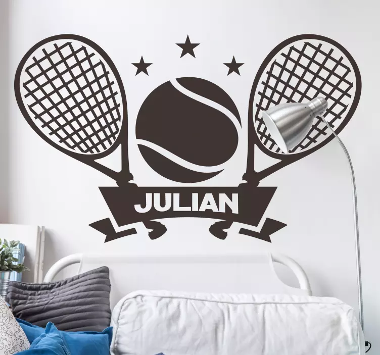Sticker chambre ado tennis avec prénom - TenStickers