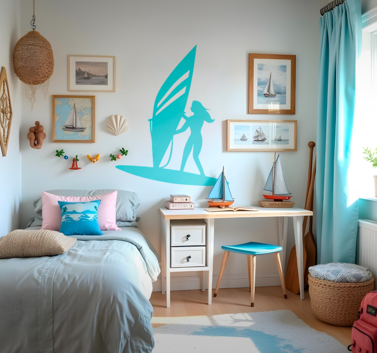 Sticker surf fille de voile - TenStickers