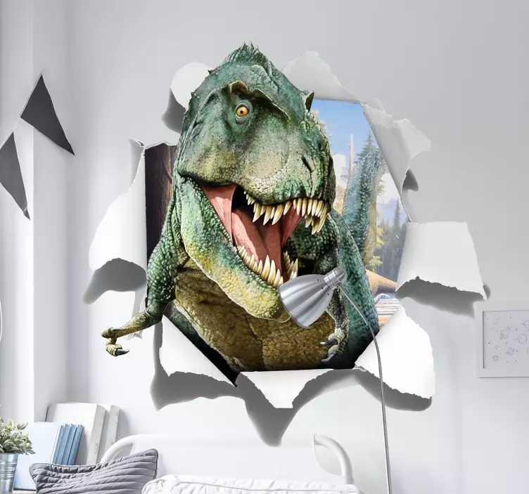 Sticker trompe l'œil T-Rex 3D - TenStickers