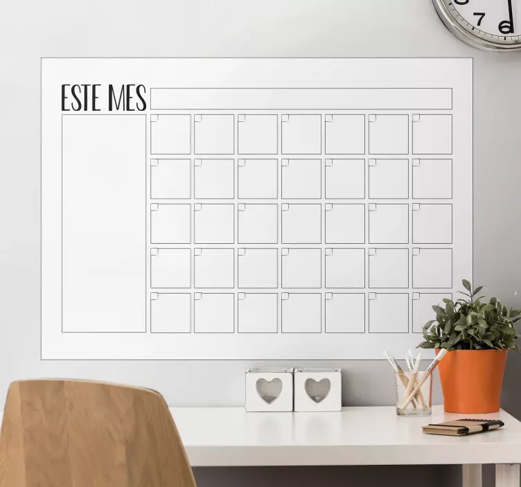Sticker tableau blanc calendrier de planification mensuelle - TenStickers