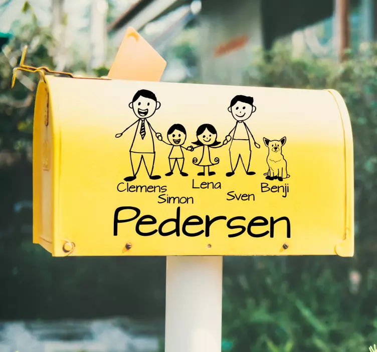 Sticker tableau blanc illustration de personnage familial - TenStickers