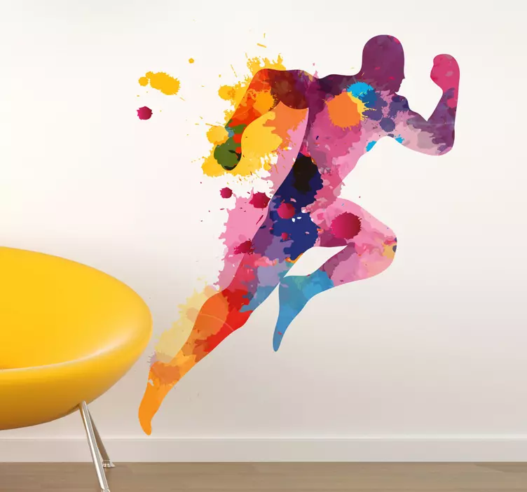Sticker chambre ado coureur effet taches aquarelle - TenStickers