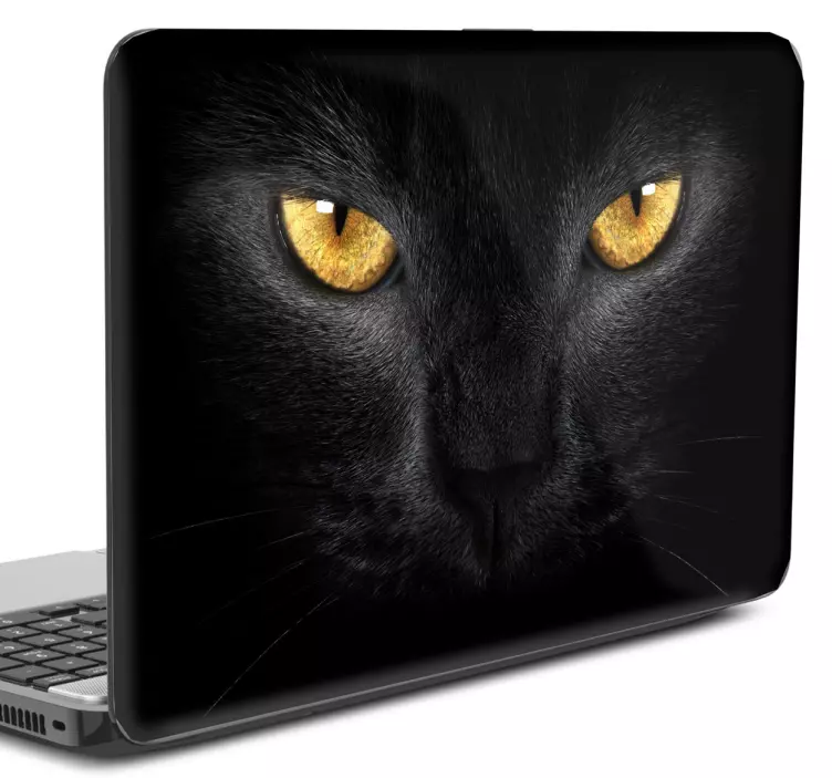 Sticker tête de chat noir pour PC portable - TenStickers