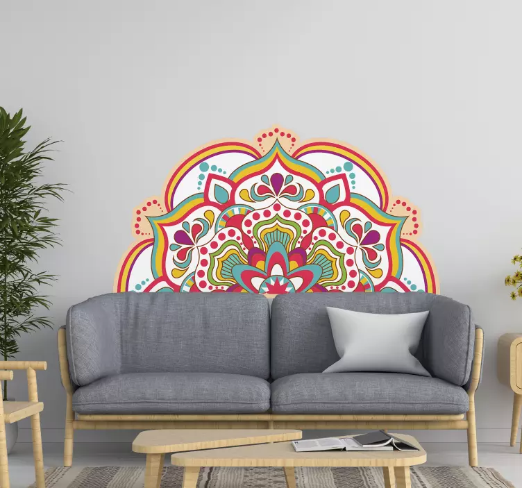 Sticker tête de lit motif mandala vibrant - TenStickers
