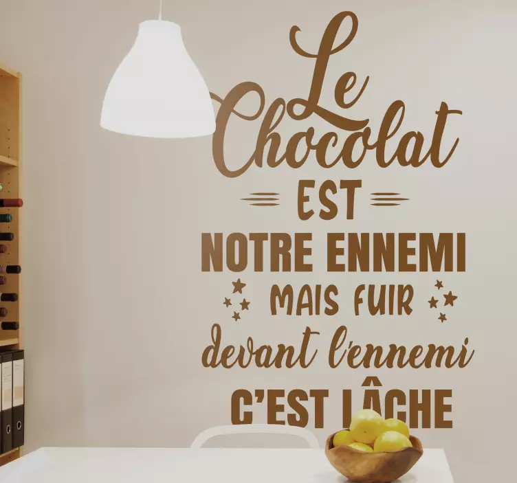 Sticker cuisine texte Le chocolat citation - TenStickers