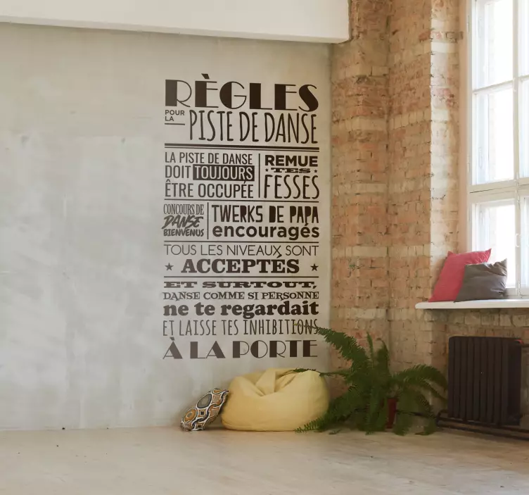 Sticker Texte règles pour la piste de danse - TenStickers