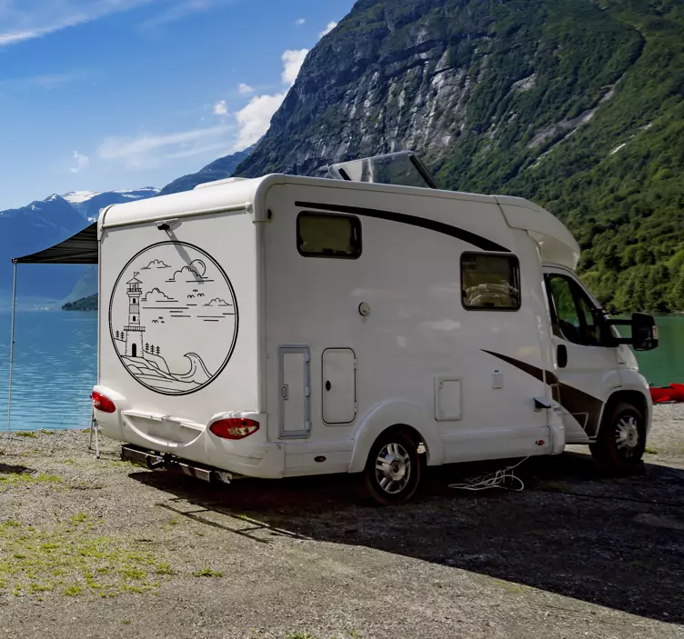 Sticker Camping Car Marin Phare sur la Côte - TenStickers